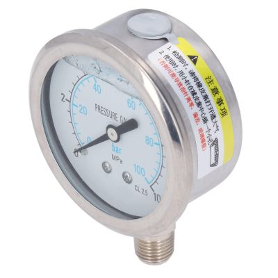 Aumotop Oil Pressure Durable Stainless Steel 1/4in NPT Vacuum Water Meter for Household (0~10Mpa)
