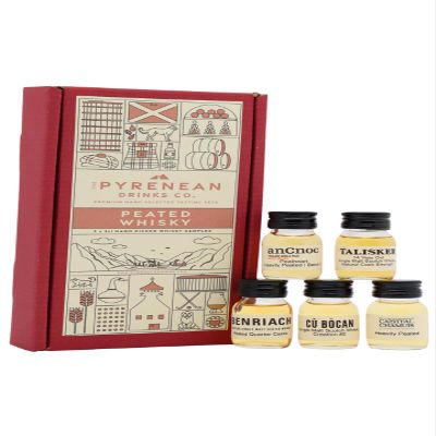 The Pyrenean Drinks Co. Peated Whisky Tasting Set 5 x 30ml Smoky & Peaty Whiskies Islay Whisky Sampler Gift Box