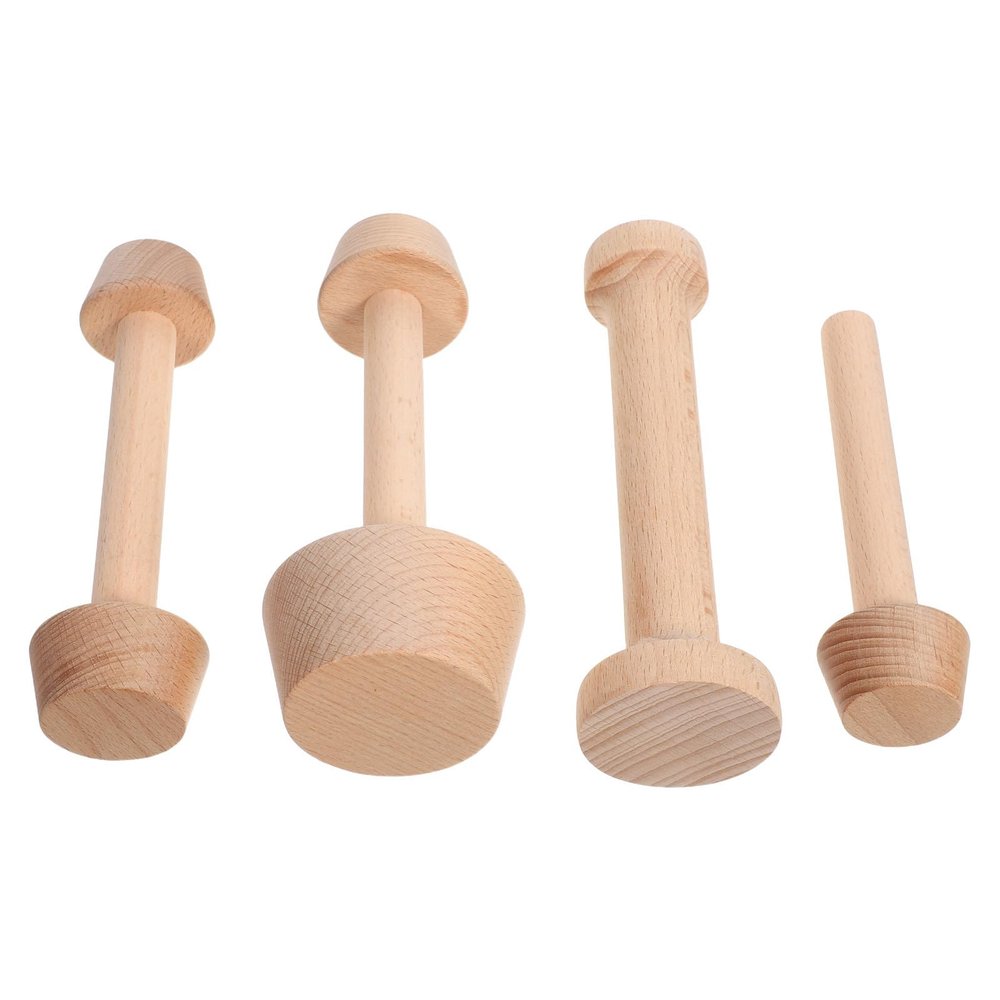 Holibanna Wooden Egg Tart Tamper Double-Sided Pastry Dough Pusher Medium and Small Size Mold Set for DIY Cheesecakes Pasta Baking Dessert Tools 4pcs