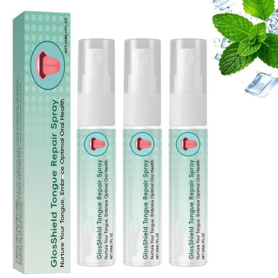 3 Pcs Tongue Repair Spray Dry Mouth Relief,Breath Freshener Sore & Fissured Tongue Relief Daily Oral Hygiene & Mint Freshness