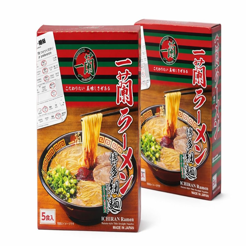 ICHIRAN Hakata Thin Straight Ramen, Tonkotsu Pork Bone Soup, 2 5 Servings (10 Servings Total), Japanese Instant Ramen, Made in Japan