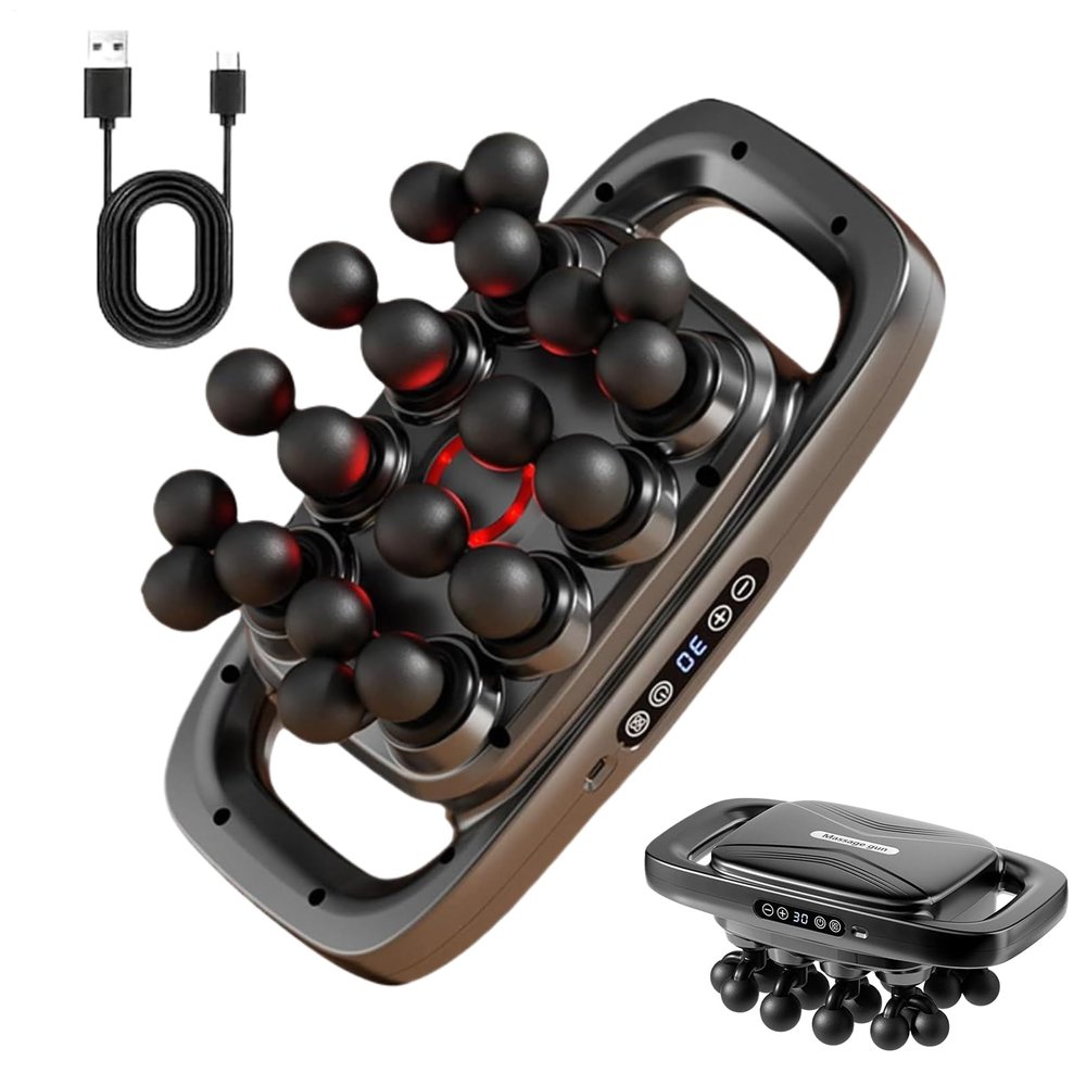 16 Heads Massage - 30 Levels of Adjustable Intensity | Light Massager | for Hair Growth, Deep Muscle Tissue Legs Back Shoulders Arms Relax Fr