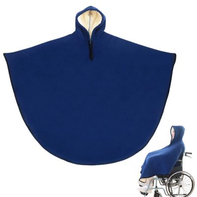 Wheelchair Blanket Warm Fleece-Lined Hooded Wheelchair Poncho Windproof & Waterproof Full Body Cover for Adults Men Women Poncho