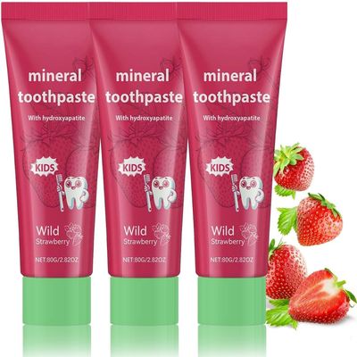 Kids Natural Probiotic Hydroxyapatite Toothpaste,Strawberry Flavour Freshens Breath Toothpaste,Teeth Whitening Toothpastes for Sensitive Teeth Stain Removal