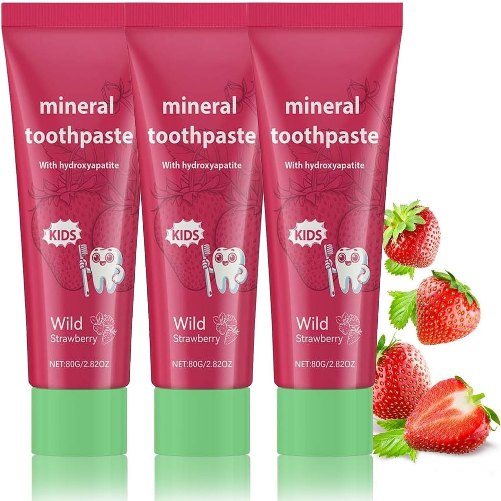 Kids Natural Probiotic Hydroxyapatite Toothpaste,Strawberry Flavour Freshens Breath Toothpaste,Teeth Whitening Toothpastes for Sensitive Teeth Stain Removal
