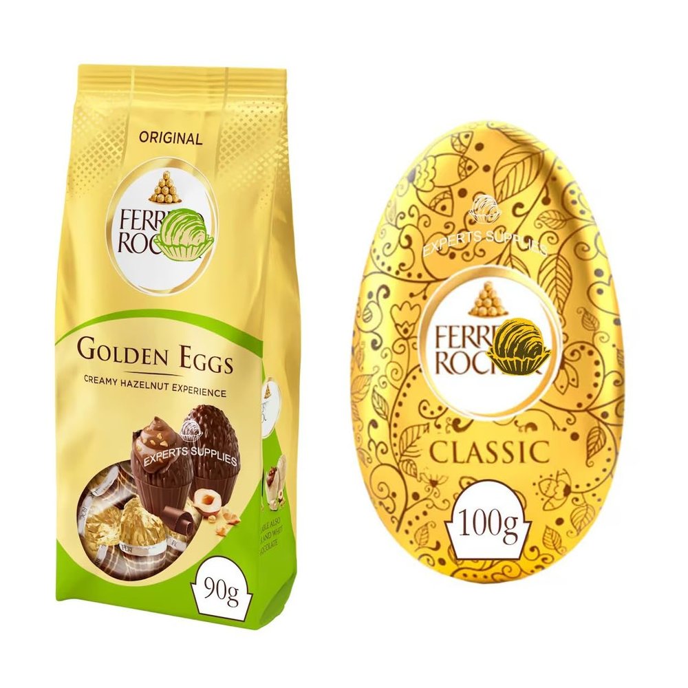 2 x Classic Milk Chocolate Egg 100g & Golden Milk Chocolate Mini Eggs 90g Luxurious and Indulgent Treats Perfect for Gifting Sharing and Easter Celebrations