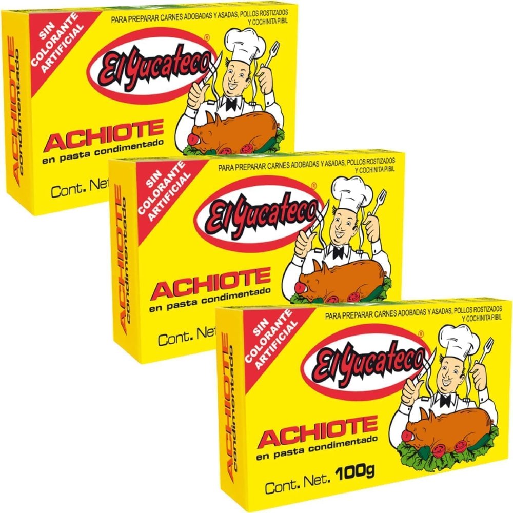 Achiote Paste 100g (Pack of 3) Authentic Annatto Seasoning for Mexican Cooking | Ideal for Meat Marinades, Stews, Sauces & Rice