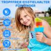 SPOKKI 4 Drip-Free Ice Lolly Holders for Children and 2 Popsicle Holder Pockets BPA-Free Ice Holder Kids Silicone Ice Holder for Children Reusable Ice Holder with Straw for Toddlers view 4