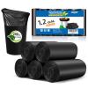 1.2 Gallon Compostable Trash Bags - 200 Count Black Small Garbage Bag Waterproof Leakproof Bulk Mini Wastebasket Liners No Scent for Desk, Car, Bathroom Inwaysin view 1