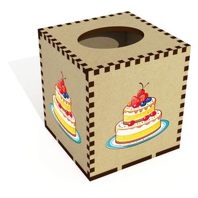 Azeeda Square 'Tiered Decorated Cake' Wooden Tissue Box Cover (TB00072487)