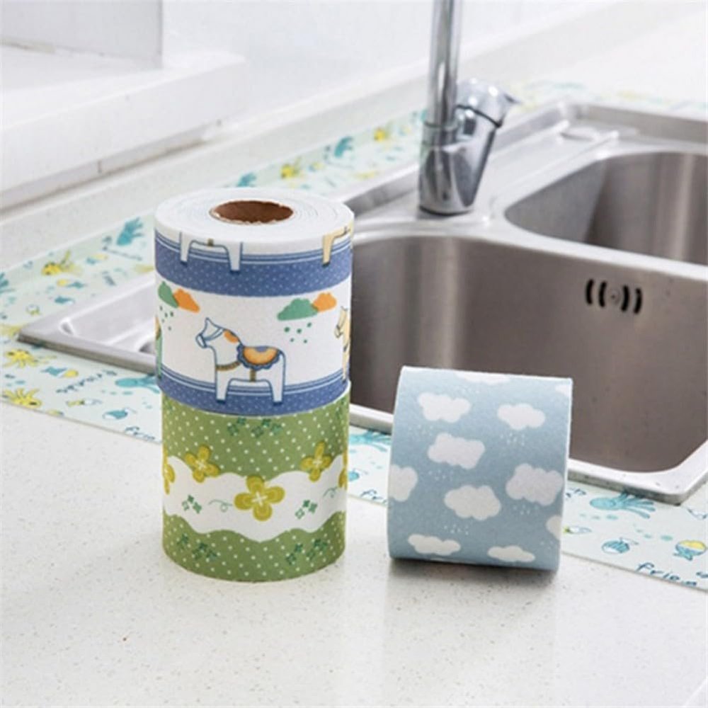 Tidevib Window Anti-Condensation Strip Moisture Absorption, 280cm Roll, Washable Water-Absorbing Sticker Glass Surfaces, Bathroom, Sink Countertops, 4 Pack