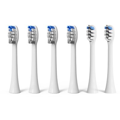 BarberBoss QR-7301 Replacement Toothbrush Heads, 4 Standard Heads and 2 Mini Heads, Dupont Bristles Head, Compatible with BarberBoss Electric Toothbrush (Pack of 6, White)