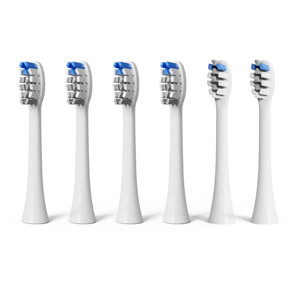BarberBoss QR-7301 Replacement Toothbrush Heads, 4 Standard Heads and 2 Mini Heads, Dupont Bristles Head, Compatible with BarberBoss Electric Toothbrush (Pack of 6, White)