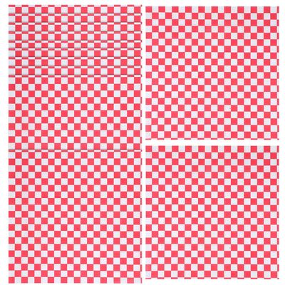 Mikikit 50pcs Red Gingham Greaseproof Sandwich Wrapping Paper Sheets 30x30cm, Oil-Resistant Food Basket Liners for Burgers, French Fries, Baking, and Packed Meals