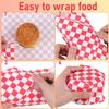 Mikikit 50pcs Red Gingham Greaseproof Sandwich Wrapping Paper Sheets 30x30cm, Oil-Resistant Food Basket Liners for Burgers, French Fries, Baking, and Packed Meals view 3