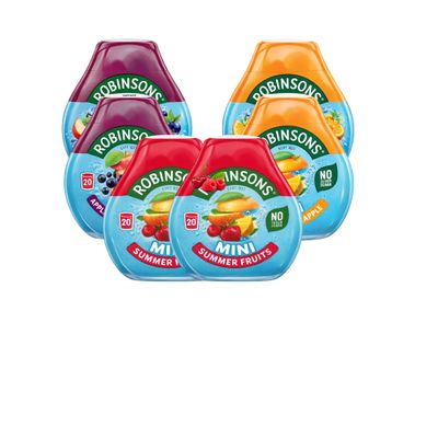 Robinsons Mini Fruit Squash Drinks Bundle 3 Flavour Multipack, 2 Each Flavour, Summer Fruits, Orange & Apple Blackcurrant