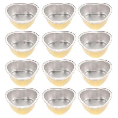 12pcs Heart Shape Aluminium Foil Wax Melting Bowls 30g Silver