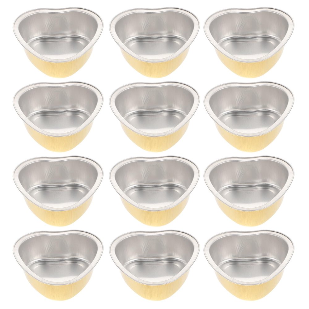 12pcs Heart Shape Aluminium Foil Wax Melting Bowls 30g Silver