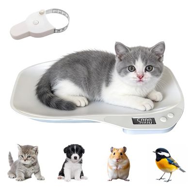 Digital Pet Scales, SGZIOO 15kg Small Animals Weighing Scale with 4 weighing Modes(g/ml/oz/lb), Electronic Weighing Scale with LCD Display and Tape Measure for Cat, Puppy, Hamster, Tortoise, Food