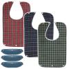 3 Pack Adult Bibs for Elderly Waterproof Clothing Protectors with Detachable Crumb Catcher Reusable Dining Mealtime Bibs for Seniors, Patients, Bedridden Convalescent Disabled Unisex Lattice Pattern view 1