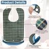 3 Pack Adult Bibs for Elderly Waterproof Clothing Protectors with Detachable Crumb Catcher Reusable Dining Mealtime Bibs for Seniors, Patients, Bedridden Convalescent Disabled Unisex Lattice Pattern view 3
