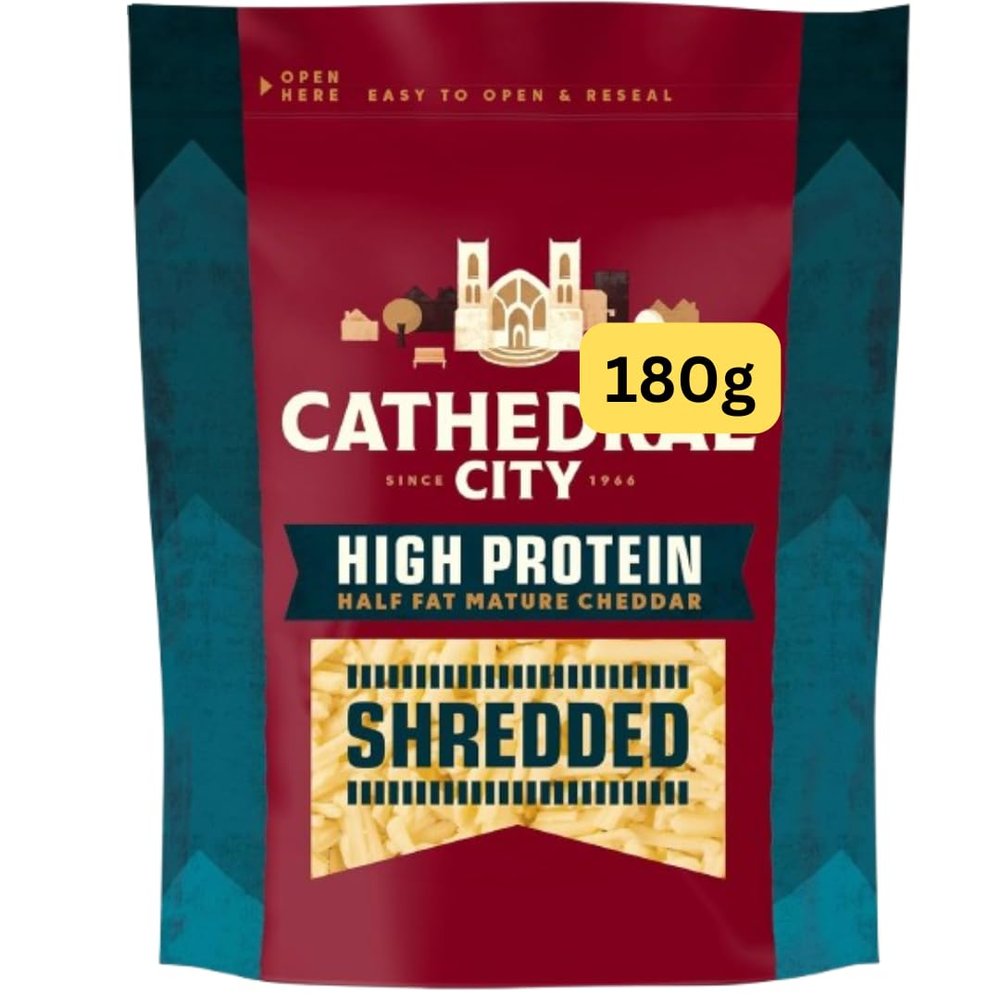 High Protein Half Fat Grated Cheddar Cheese 180g Cathedrals (1x180g)