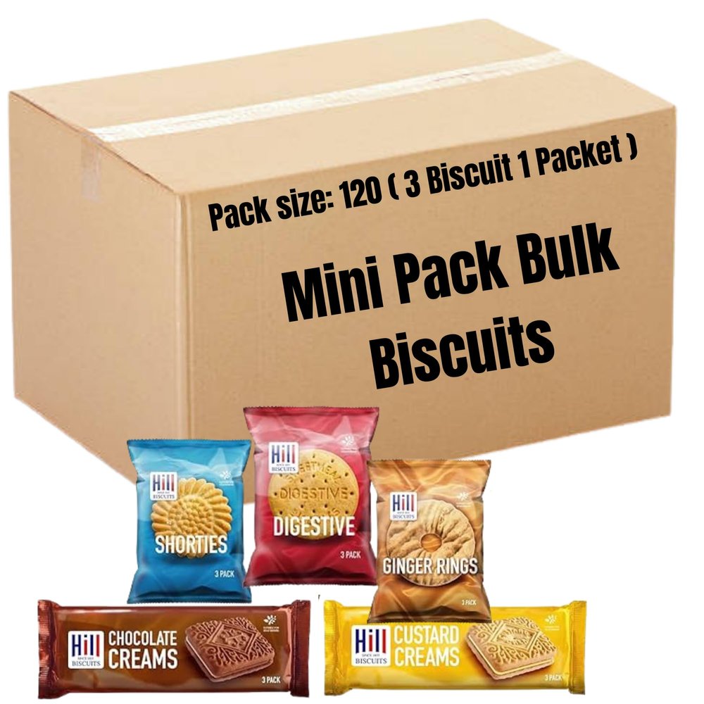 Bulk Biscuits Cookies Individually Wrapped Multipack Variety of 3 Mini Pack of Ginger, Digestives, Chocolate & Custard - Hotel, B&B, Office, Tea Snack or Food Gift for Mum,Friends (120 Pack)