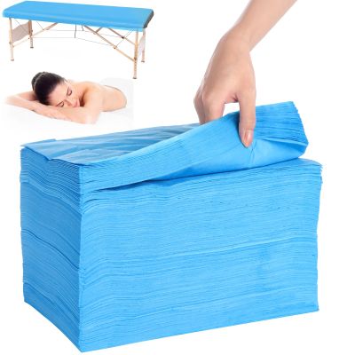100PCS Disposable Massage Table Sheets, 71 x 31.5 Disposable Massage Bed Covers, Breathable Non-Woven Fabric Tattoo Bed Sheets, Single Use Hygiene Sheet for SPA Centers, Beauty Salons, Hotels(Blue)