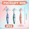 3 PCS Denture Brush, Denture Cleaning Brush Toothbrush Dentures Double Sided Brushes False Teeth Brushes Multi-Layered Bristles Ergonomic Rubber Handle for Dentures Care Retainer Braces Cleaning view 2