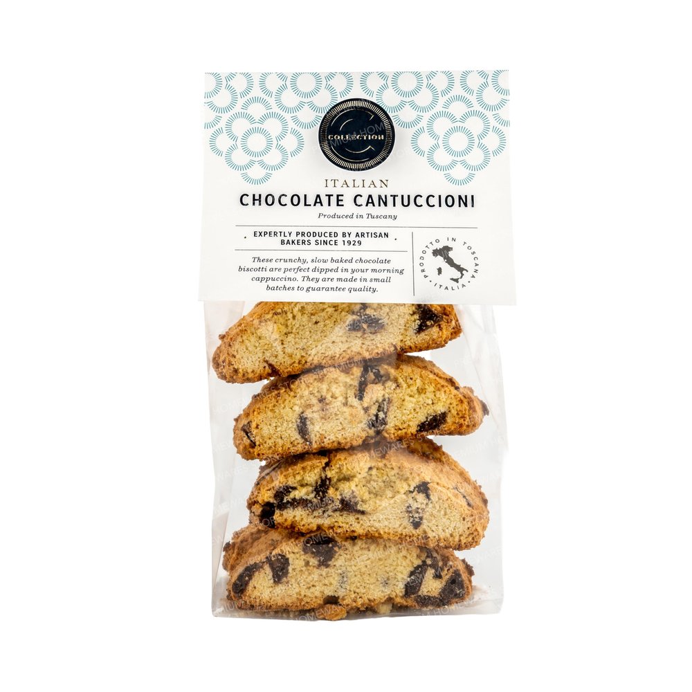 Collection By Marks Italian Chocolate Cantuccioni Large Chunky Biscotti with Dark Chocolate Chips, Slow Baked, Small Batch, Made in Tuscany, 240g
