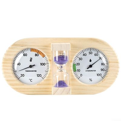 DystopiaWorld Sauna Thermometer and Hygrometer, 3-in-1 Wooden with 15-Minute Sand Timer for ROOM Climate Monitoring Elegant Design for Home and Sauna Use(Purple)