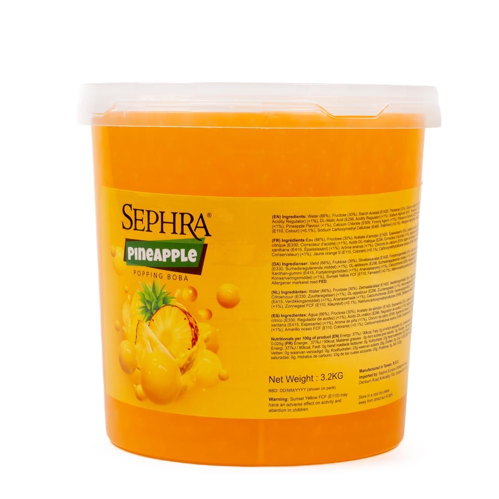 Sephra Pineapple Popping Boba 3.2kg Juicy Fruit Pearls for Drinks & Desserts