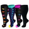 4 Pairs Plus Size Compression Socks for Women Men,20-30 mmHg Wide Calf Knee High Support Stockings for Circulation,Athletic,Nurse,Running (03 Black/Navy/Purple/Black, 2XL) view 1