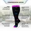 4 Pairs Plus Size Compression Socks for Women Men,20-30 mmHg Wide Calf Knee High Support Stockings for Circulation,Athletic,Nurse,Running (03 Black/Navy/Purple/Black, 2XL) view 3