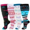 4 Pairs Plus Size Compression Socks for Women Men,20-30 mmHg Wide Calf Knee High Support Stockings for Circulation,Athletic,Nurse,Running (07 Black/Pink/White/Black, 4XL) view 1