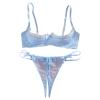 2026 Bras for Women Bra Sexy Lingerie Women's See Through Mesh Bralette Three Point Exposed Breast Outfit Role Play and Home Wear with Built in Support (Light Blue, S) view 1