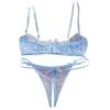 2026 Bras for Women Bra Sexy Lingerie Women's See Through Mesh Bralette Three Point Exposed Breast Outfit Role Play and Home Wear with Built in Support (Light Blue, S) view 2