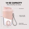 kuoleopa Protein Shaker Bottle, Pink, 14.5oz Leak-Proof with Non-Slip Silicone Grip, Mixing Ball, Detachable Nylon Strap view 4