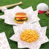100pcs Greaseproof Sandwich Paper Wraps, 18x18cm/7.1x7.1in Food Burger GreaseProof Delicatessen Wax Butcher Sheets Sport Themed Wrapping Tissue for Party Festival & Outdoors (Baseball) view 3