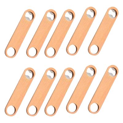 10Pcs Wood Flat Beer Bottle Opener Ergonomic Round Hole Drink Bottle Cap Opener with Comfortable Wood Grip Enduring Beer Bottle Opener
