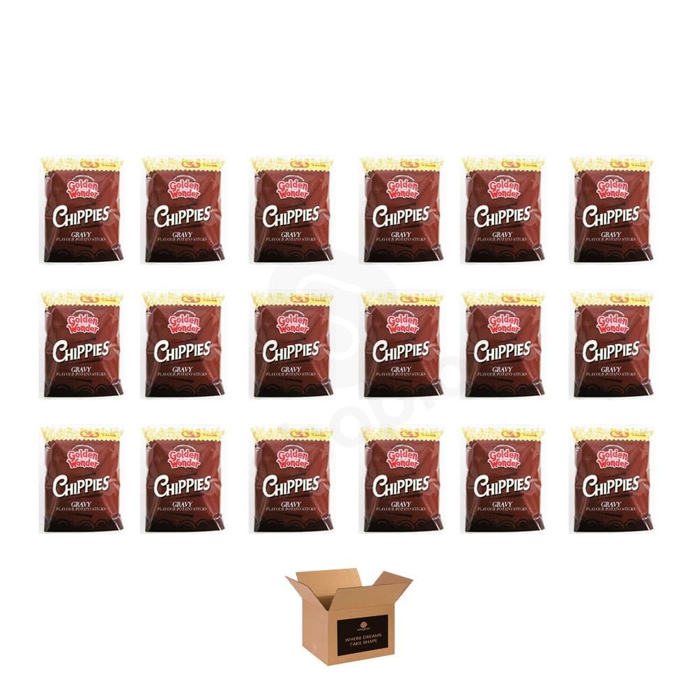 Golden Wonder Variety Crisp Pack Potato Crisps - 3 Pack of Delicious, Crunchy Snacks for Any Occasion | Family-Friendly Multi-Pack 25g (Chippies Gravy 1-70g x 18Pack)