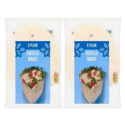 Plain Tortilla Wraps, Suitable for Vegans, 496g, Pack of 2
