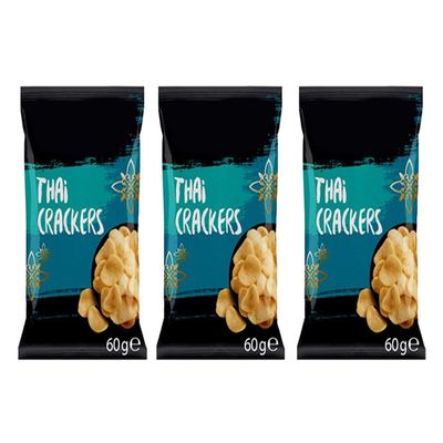 Thai Crackers, Oriental Snack, No Artificial Colours or Preservatives, 60g, Pack of 3