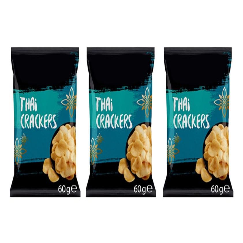 Thai Crackers, Oriental Snack, No Artificial Colours or Preservatives, 60g, Pack of 3