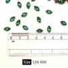 Sew On Raised Kundan Stone/Rhinestone/Beads for Craft, Jewellery Making, Clothe Embellishment, Embroidery Work (5X8 MM,Green, 100 Pieces, Boat Shape) view 2