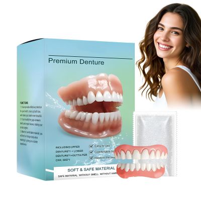 Dentures Teeth Top and Bottom, Silicone Reline Denture Set, Silicone Dentures Full Mouth for Men and Women