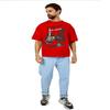Half Sleeve Oversized Cottonblend Round Neck Drop Shoulder Printedfor Men's (Color Red) view 3