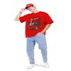 Half Sleeve Oversized Cottonblend Round Neck Drop Shoulder Printedfor Men's (Color Red) view 4