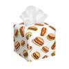 Decorative Tissue Box Cover Square - Beef Bacon Burger Print Leather Cube Tissue Box Holder Paper Case, Organizer Dispenser for Modern Home & Room/Office/Bathroom Decor Aesthetic view 1