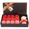 Rengue Valentine Day Romantic Soap Rose 12 Rose Flower Soap Plush Bear, Romantic Valentine Her with Gift Box, Preserved Roses Teddy Bear Doll for Anniversary Birthday Christmas (red gradient) view 1